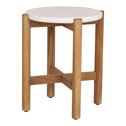 Mesa lateral, acácia/terazzo, natureza&lt;br&gt;Ø37x46 cm