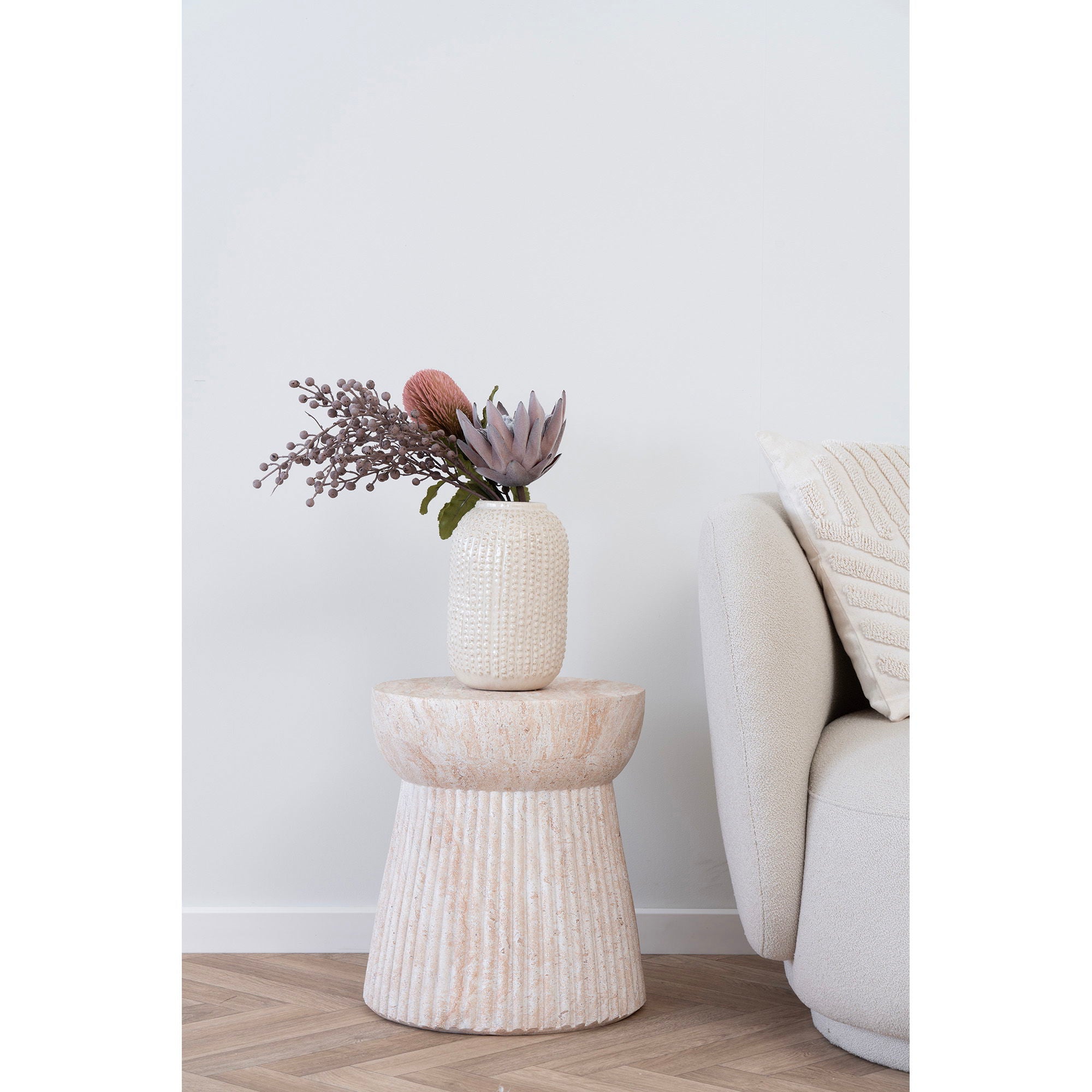 Mesa lateral, argila de fibra, natureza&lt;br&gt;Ø47.5x41 cm