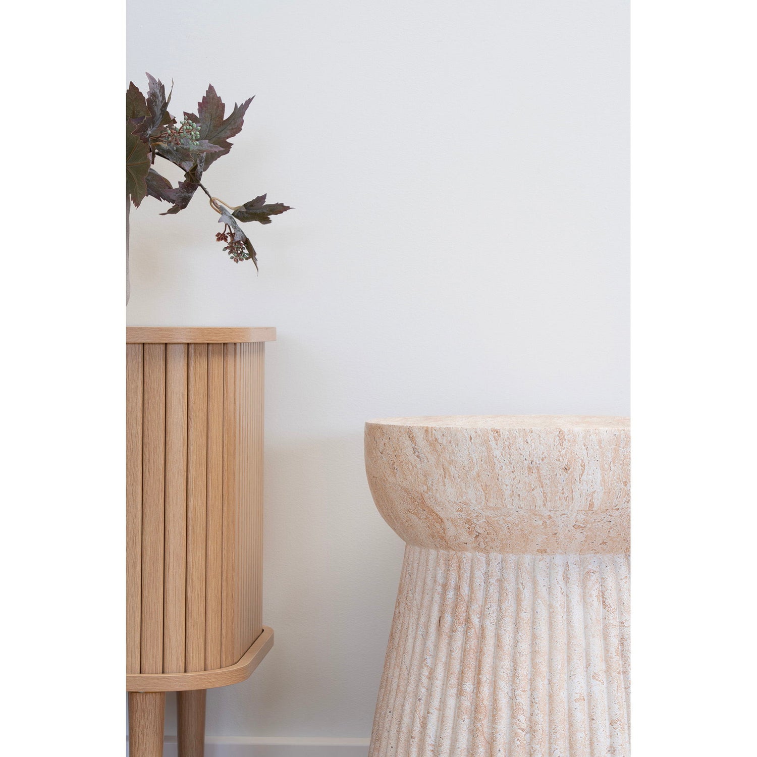 Mesa lateral, argila de fibra, natureza&lt;br&gt;Ø47.5x41 cm