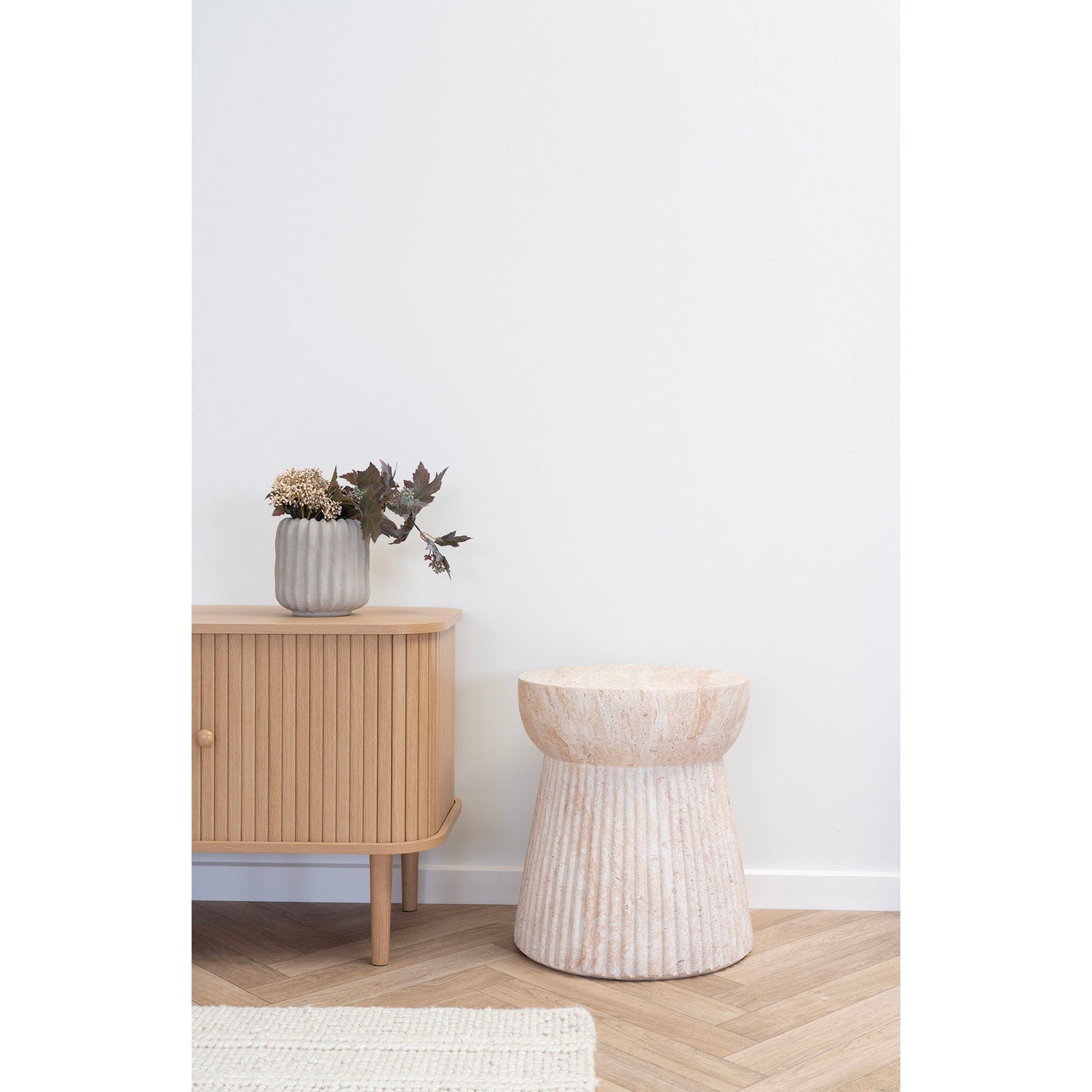 Mesa lateral, argila de fibra, natureza&lt;br&gt;Ø47.5x41 cm