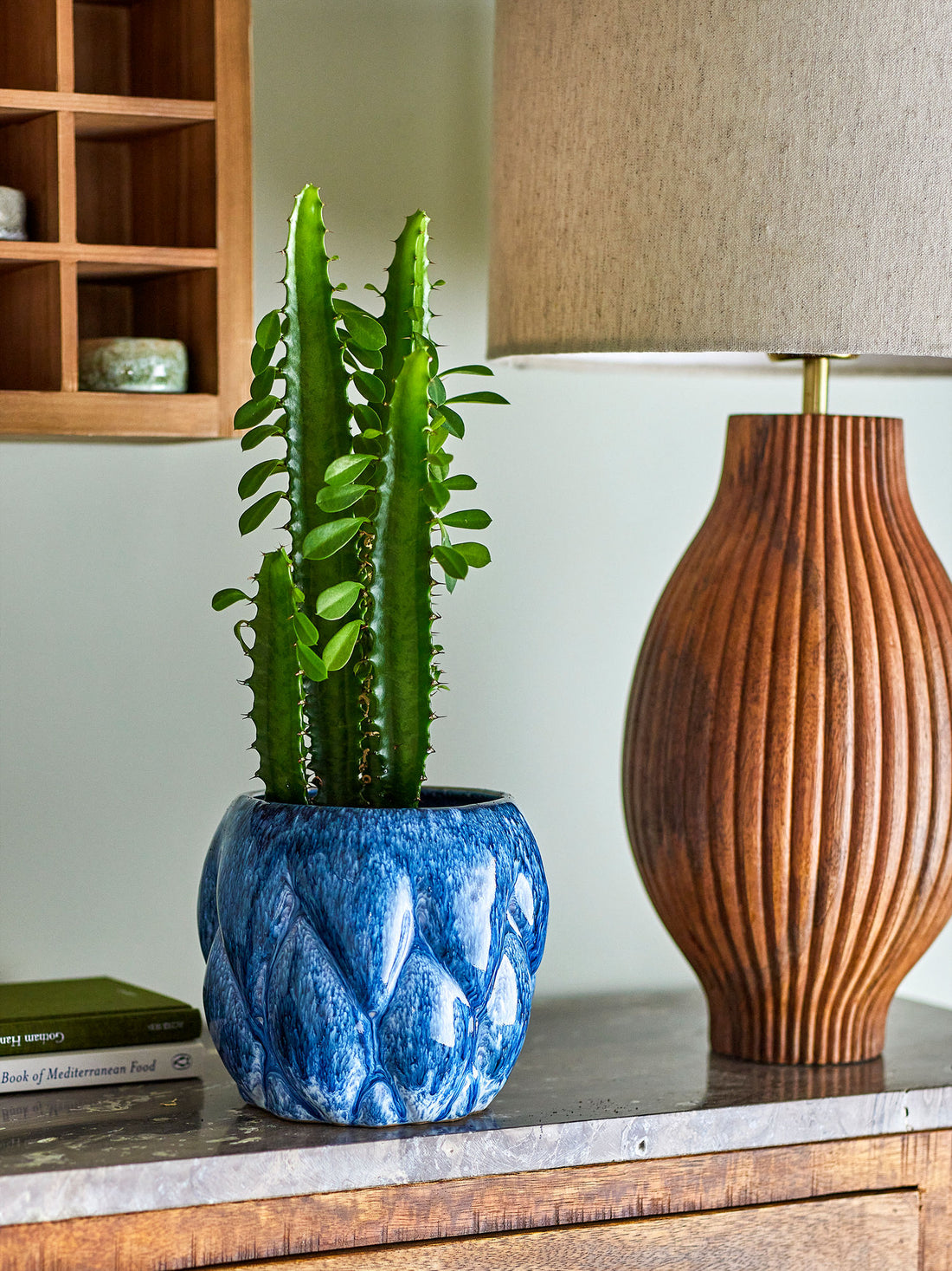 Coleção criativa Posey Herbal Potted Hears, azul, grés