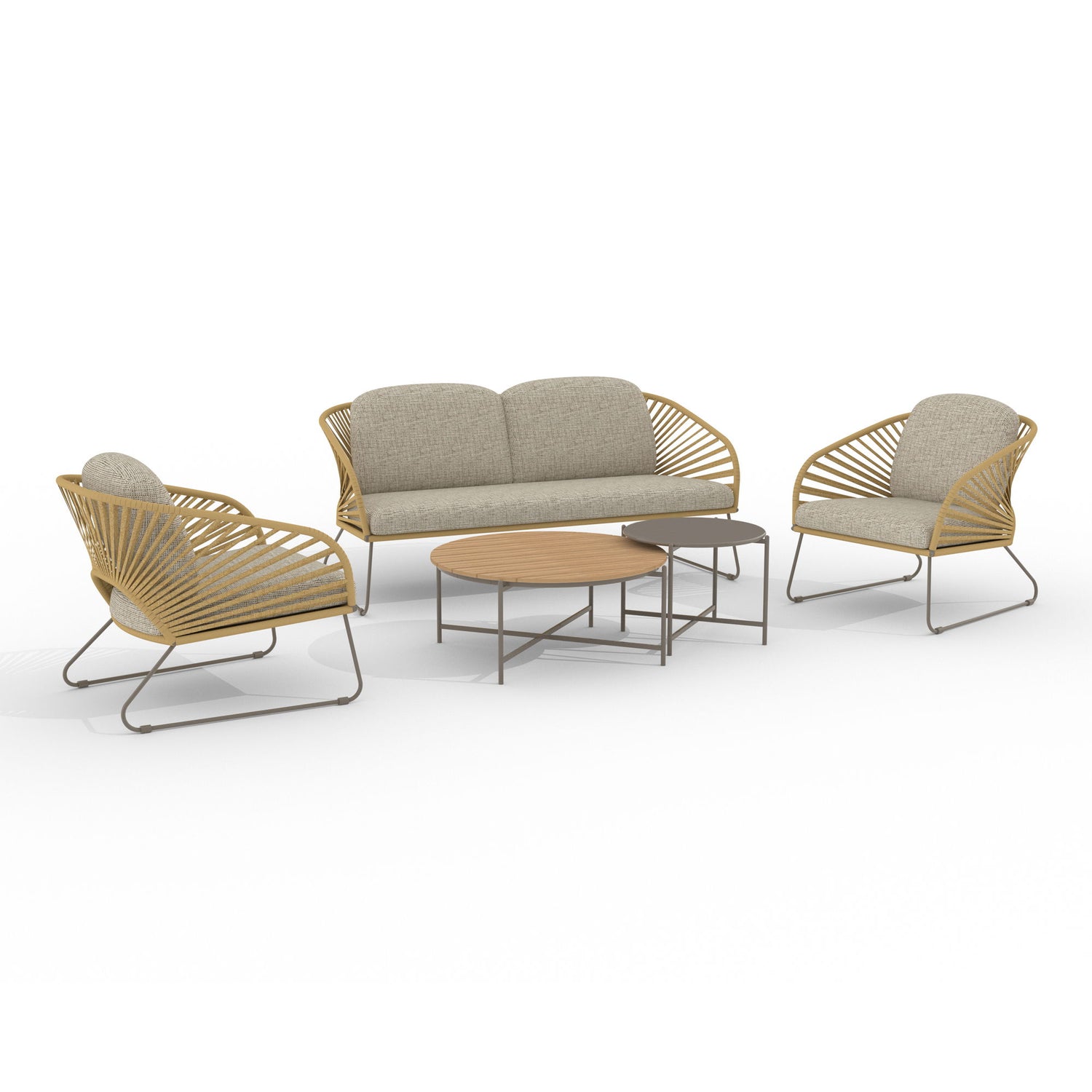 Conjunto de lounge, aço, bege, areia, incl. almofadas
