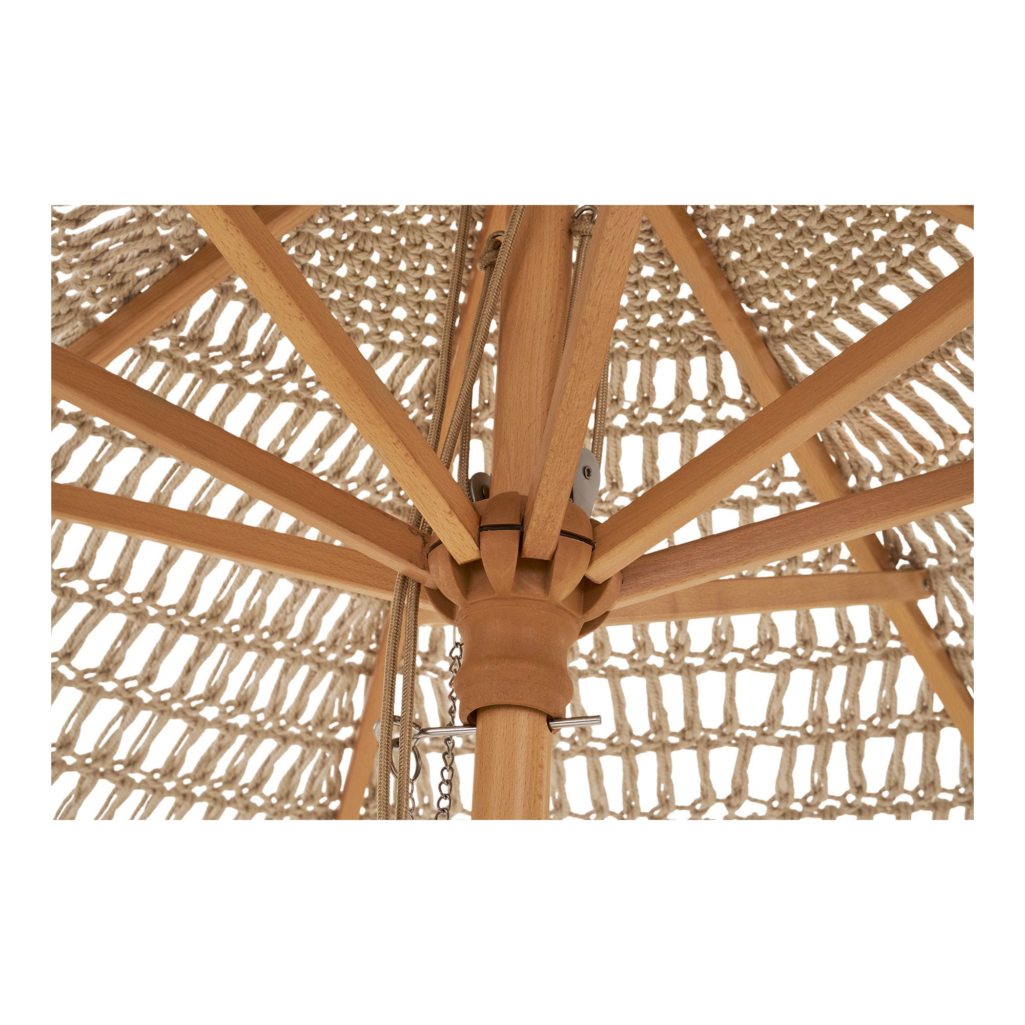 Guarda-sol, algodão, bastão de madeira, bege<br>ø250cm