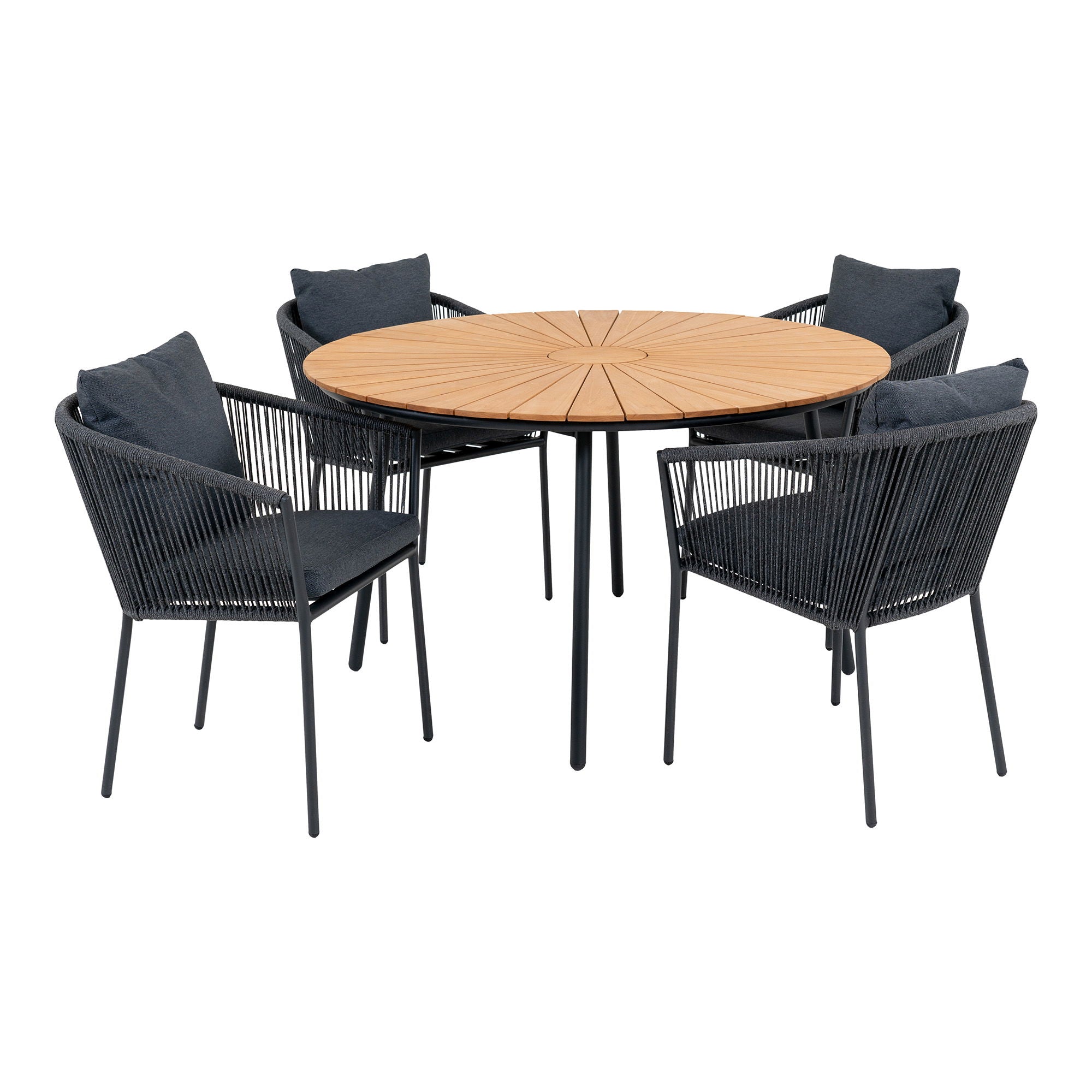 Conjunto de móveis de jardim de Cleveland e Salerno - mesa de jantar e 4 cadeiras de mesa de jantar