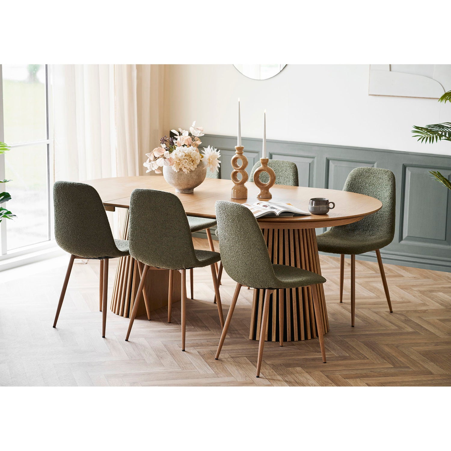 Conjunto de mesa de jantar de Osaka e Estocolmo - mesa de jantar e 6 cadeiras de mesa de jantar