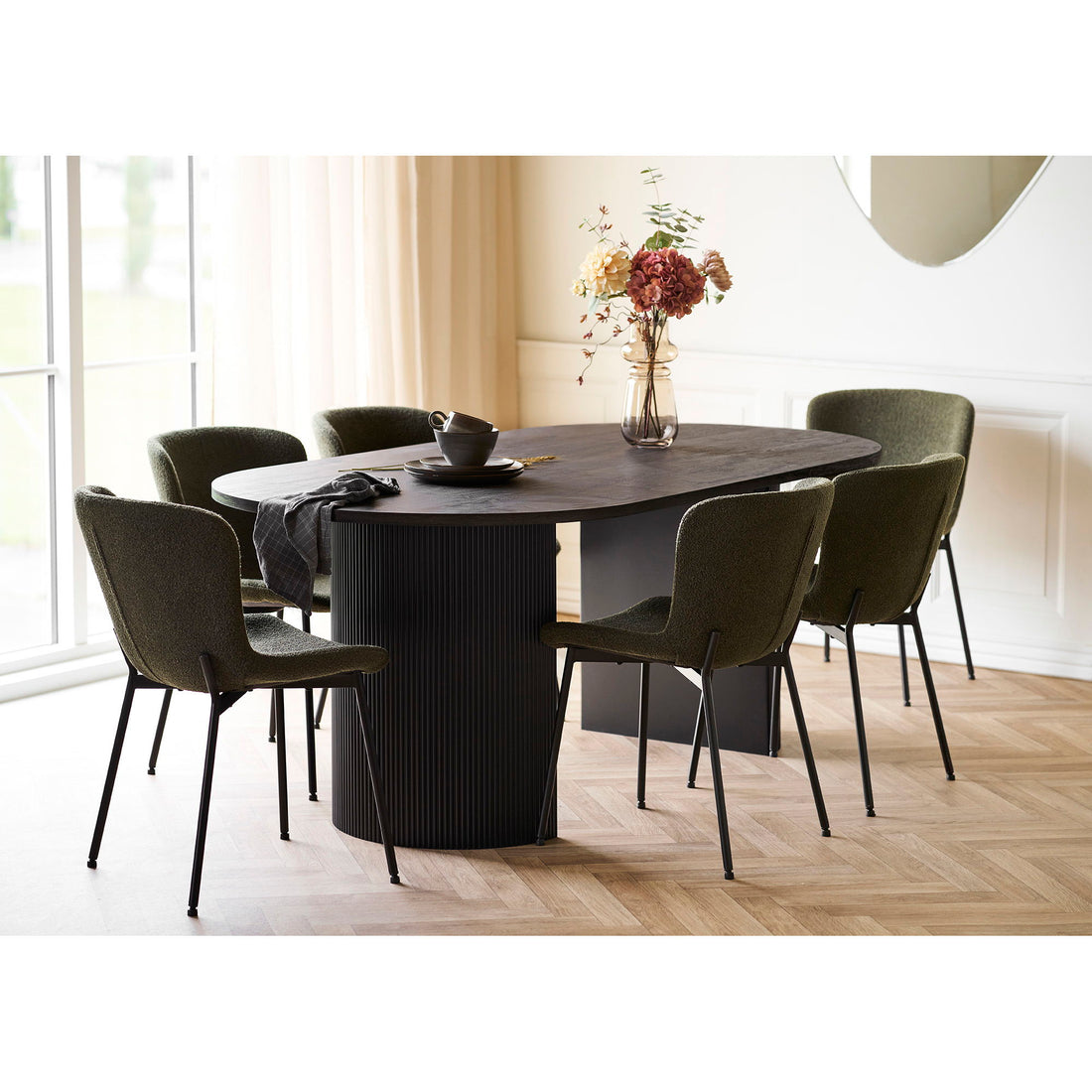 Conjunto de mesa de jantar Boavista e Maceda - mesa de jantar e 6 cadeiras de mesa de jantar