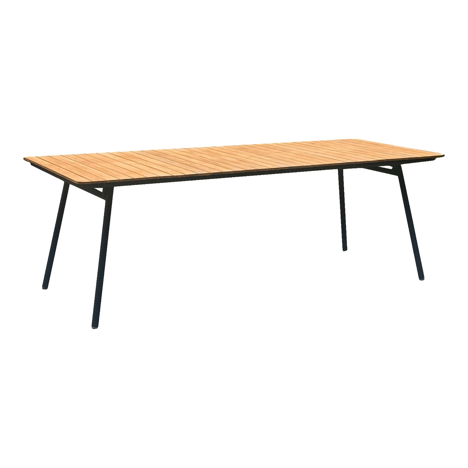 Mesa de jantar, bancada de teca, natureza, pernas pretas 90x220 cm