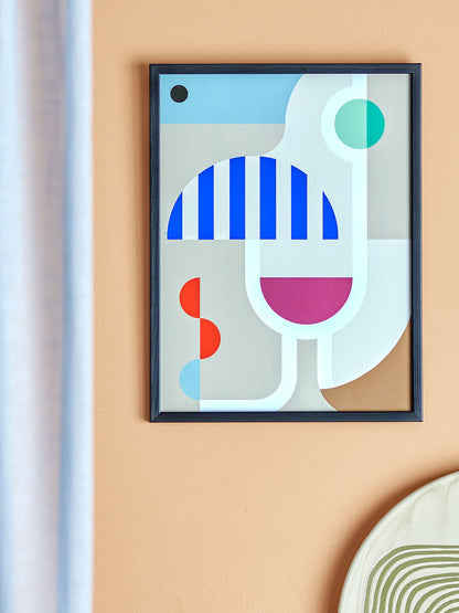 Ilustração do vinho de Bloomingville com moldura, preto, cara