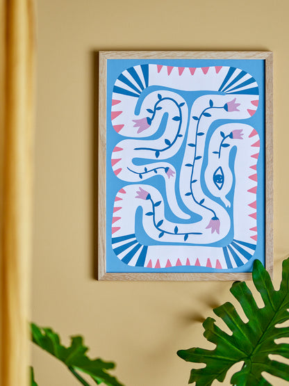 Ilustração Hebi de Bloomingville com quadro, natureza, carvalho