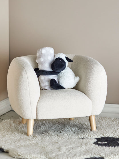 Bloomingville Mini Dolly Teddy Bear com cobertor, branco, poliéster