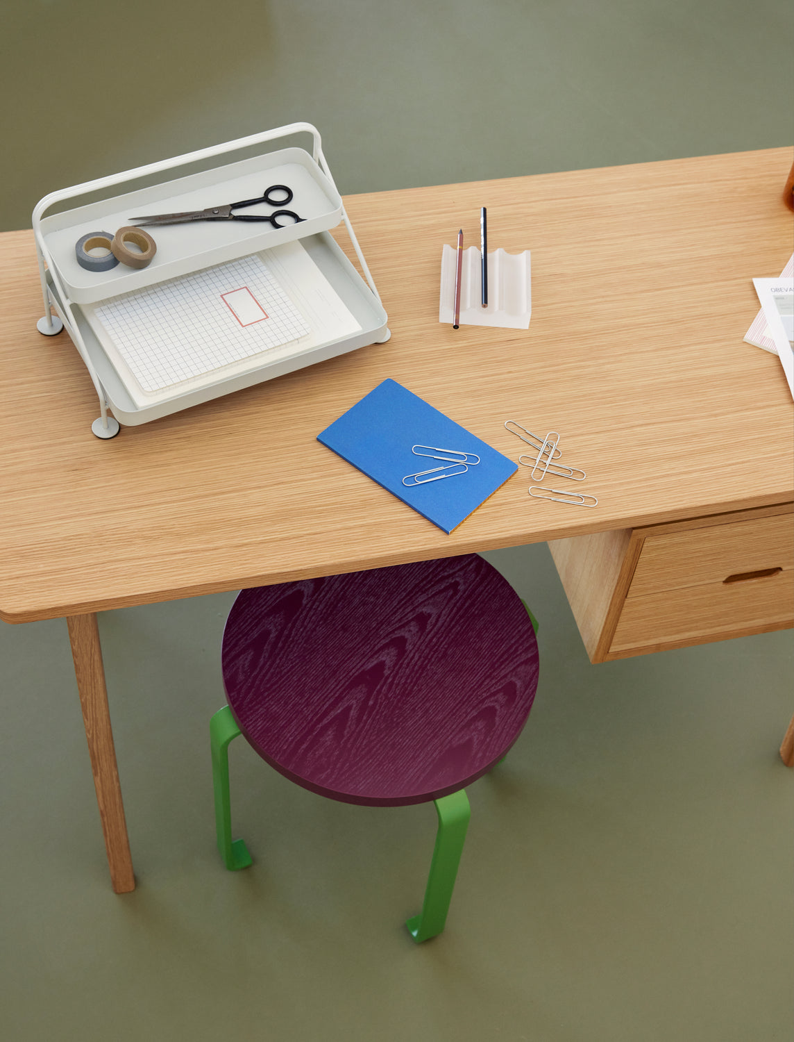 Hübsch - Desk com gavetas, carvalho, fsc, natureza - 120x57xh75cm