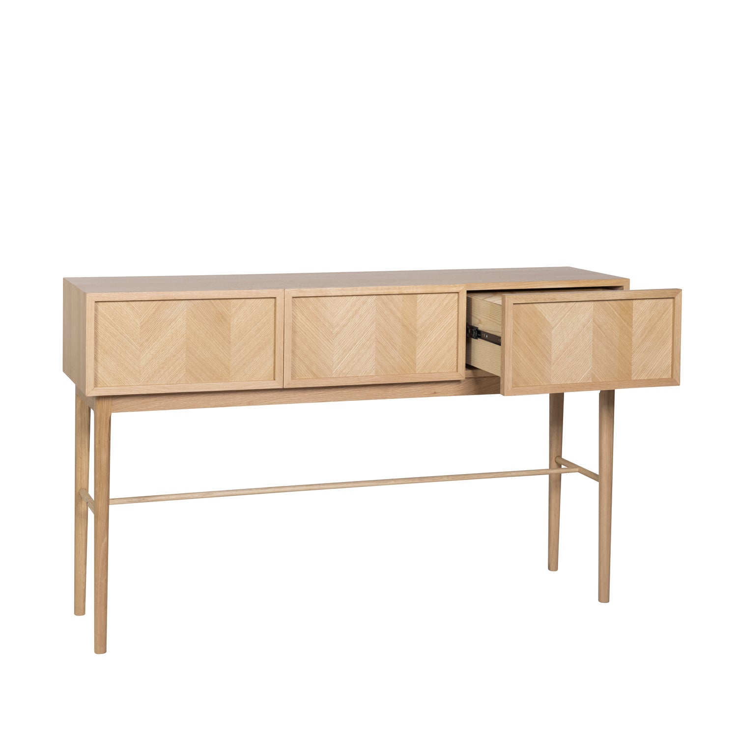 Gavetas de mesa de console em espinha de peixe naturais - 150x38xh90cm