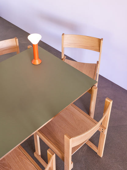 Mesa de Jantar Oblíqua Retangular Verde Oliva - 190x107xh75cm