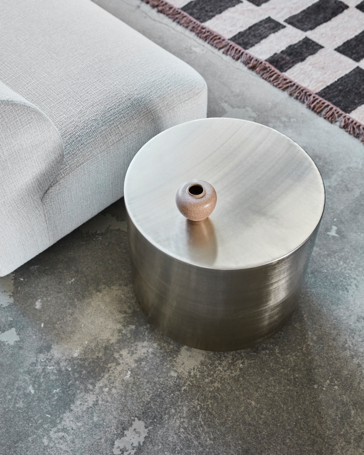 Mesa de centro, HDStep, acabamento prateado escovado