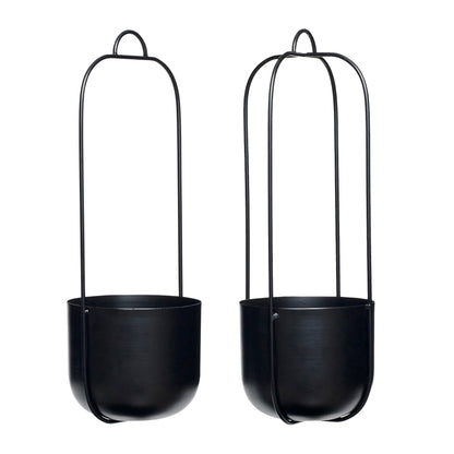 Lotus pendurado panela preta (conjunto de 2) - Ø16xh44cm