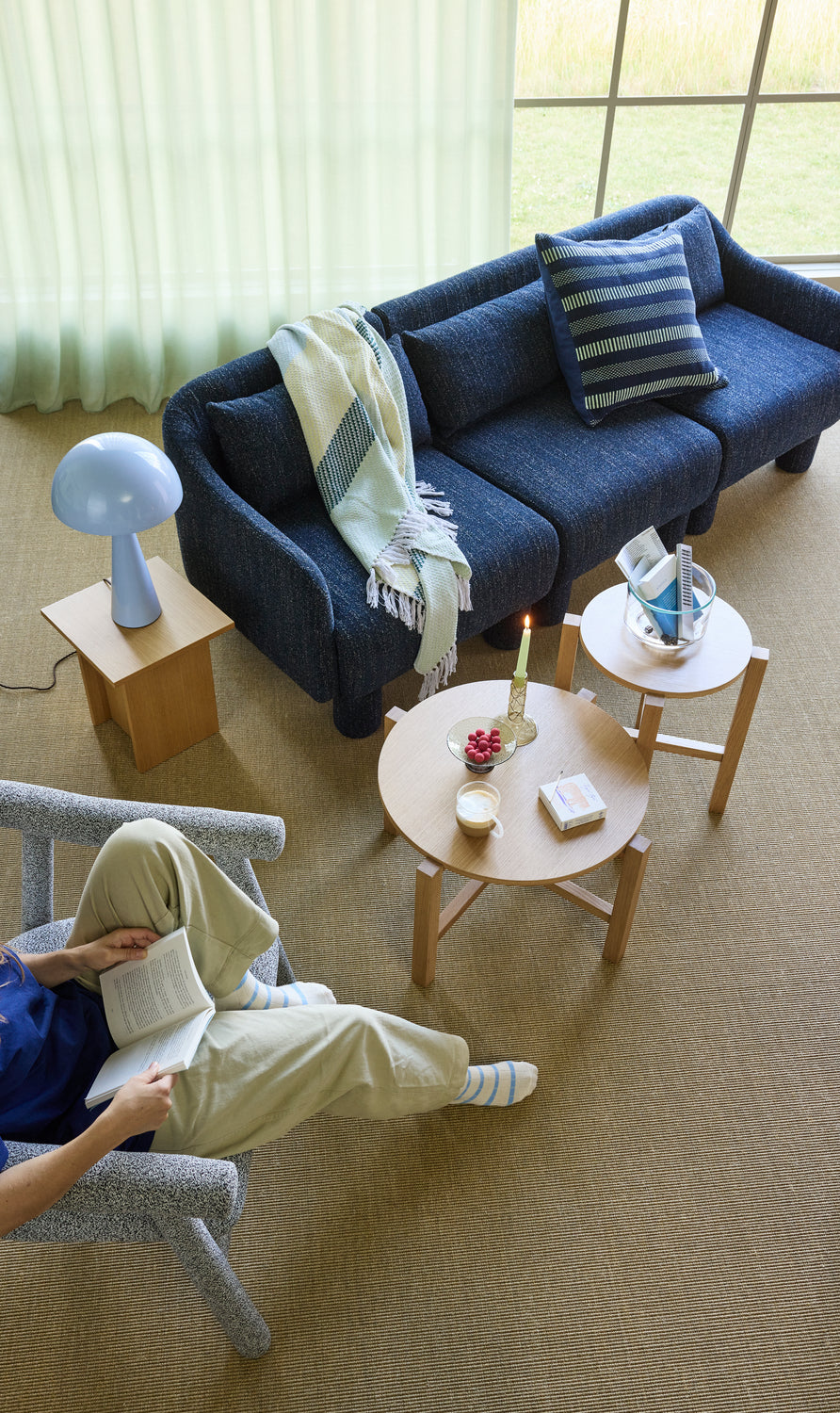 Candeeiro de mesa Mush Alto Azul Gelo - ø30xh50cm