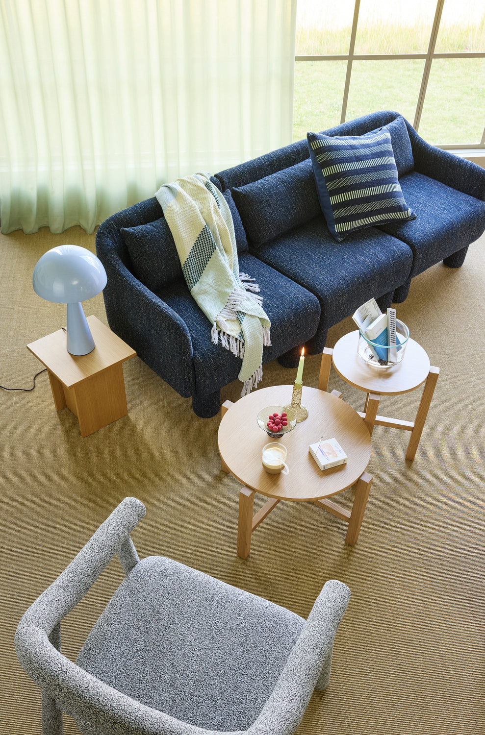 Candeeiro de mesa Mush Alto Azul Gelo - ø30xh50cm