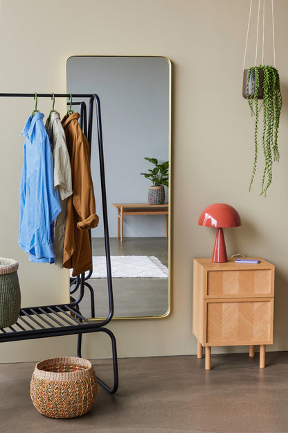 Espelho de parede retrô grande cor latão - 60x4xh152cm