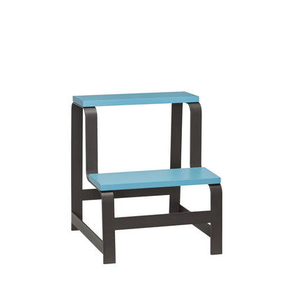 Escadote Azul/Castanho - 44x40xh49cm