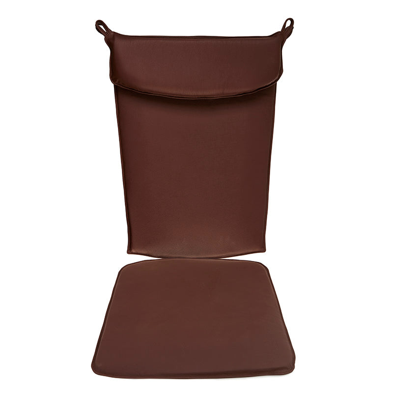 Almofada de cadeira de balanço J16 em couro marrom escuro