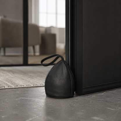 Batente de porta em couro - modelo em forma de gota preto