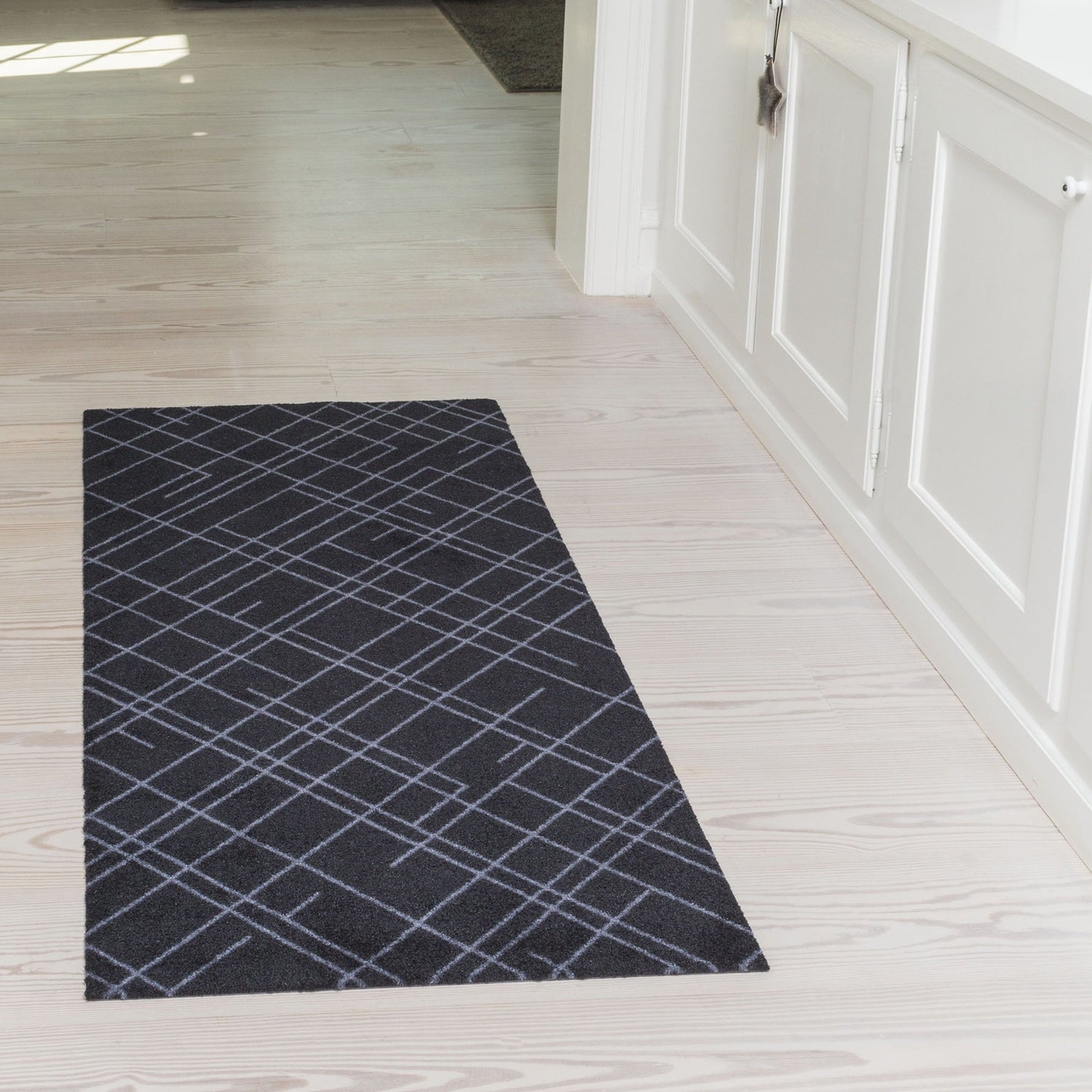 Mate de piso 67 x 150 cm - linhas/cinza preto