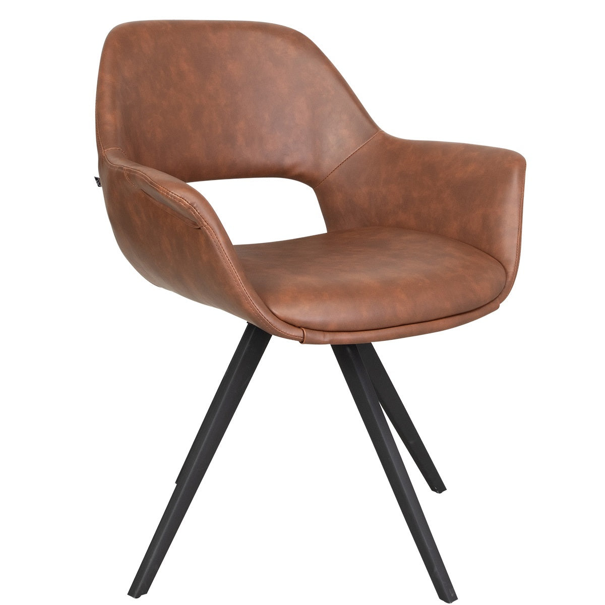Cadeira de mesa de jantar fenja conhaque pu