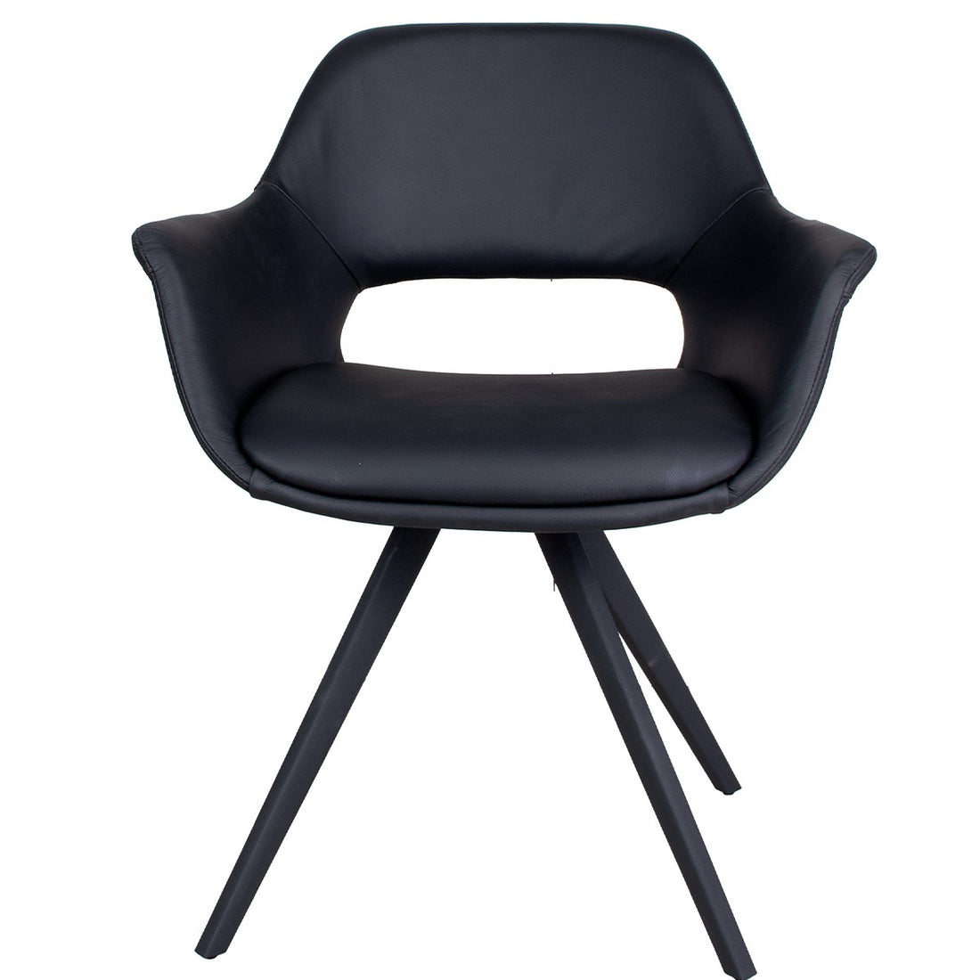 Cadeira de mesa de jantar fenja preto pu