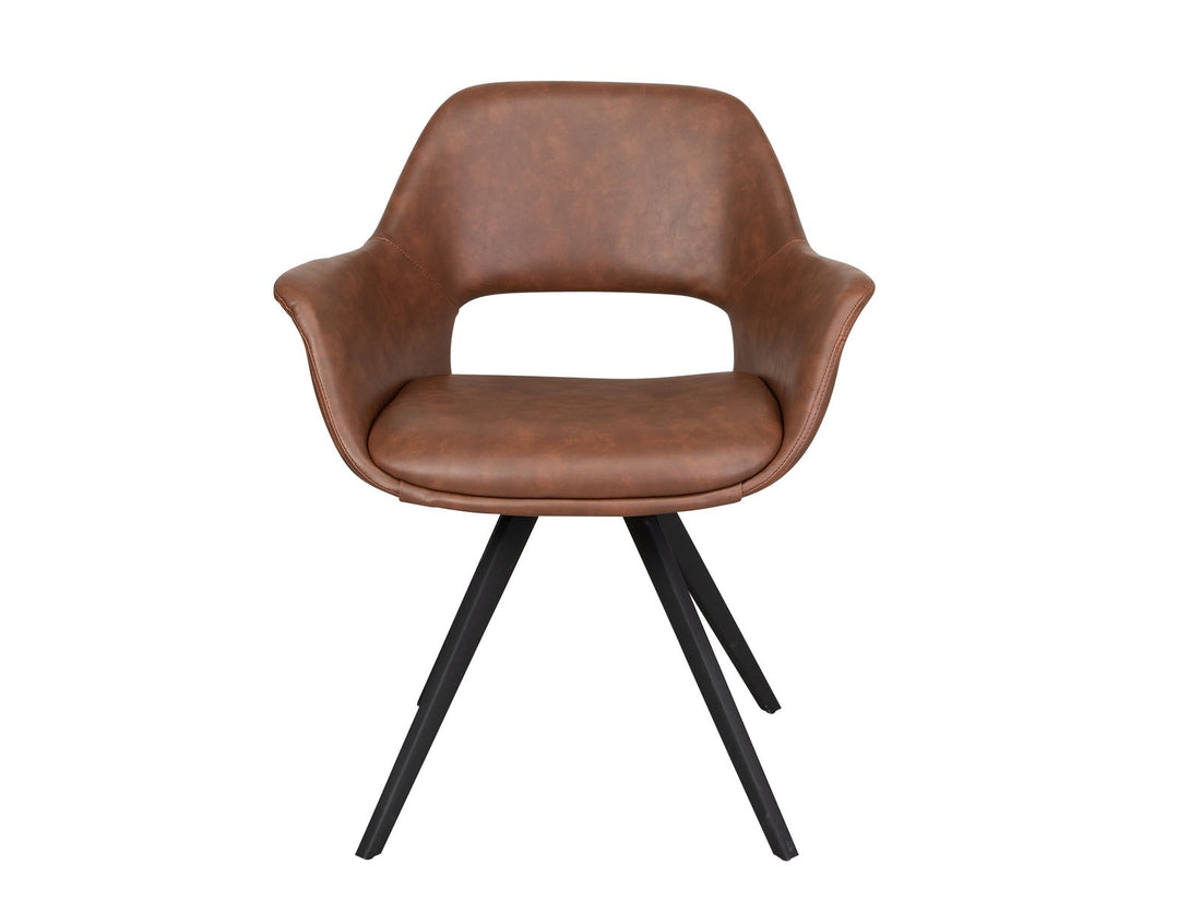 Cadeira de mesa de jantar fenja conhaque pu