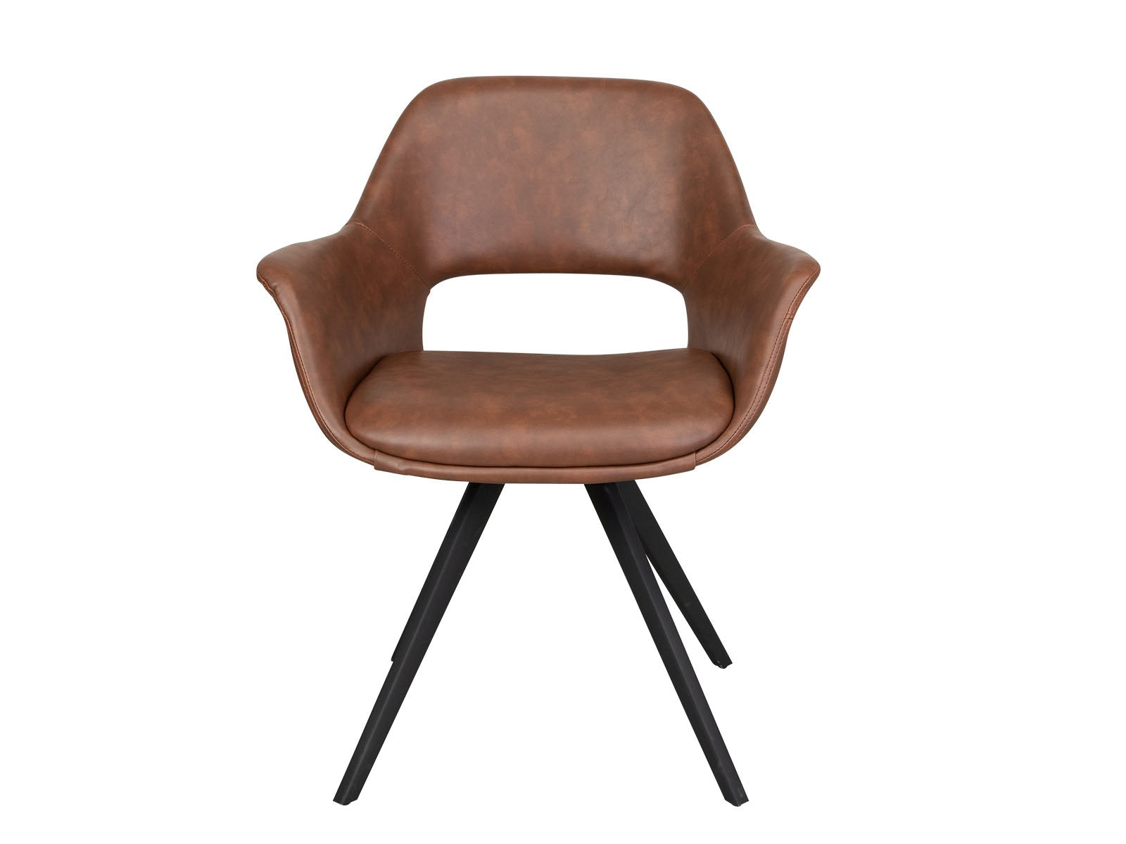 Cadeira de mesa de jantar fenja conhaque pu