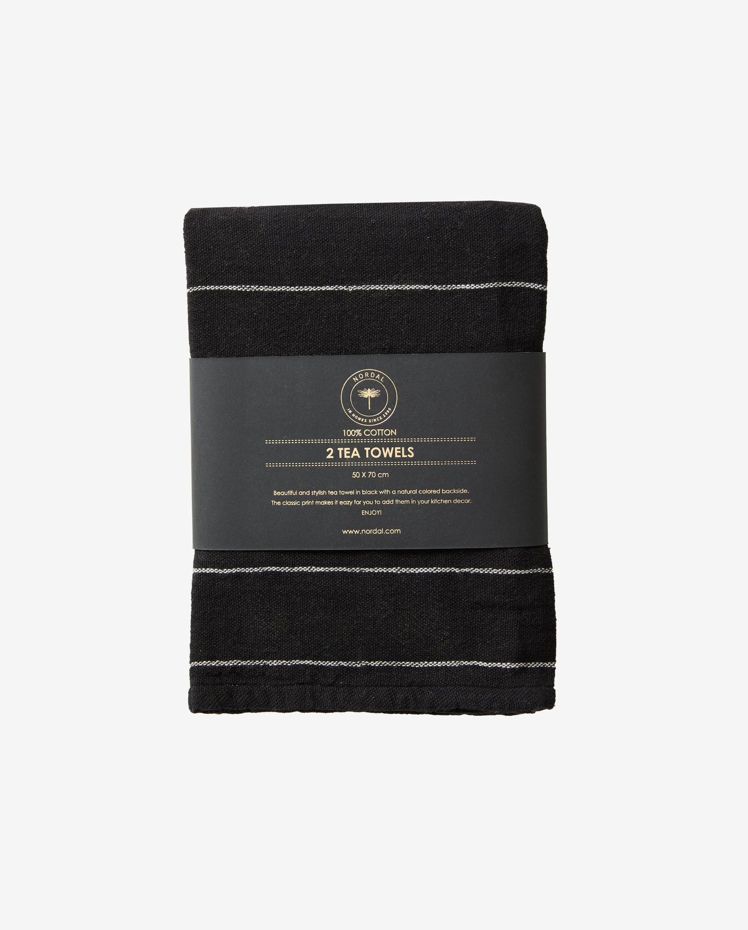 Toalha de algodão - preto/branco cru