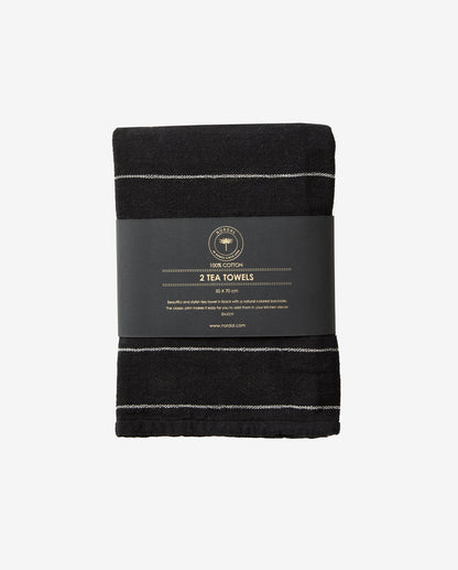Toalha de algodão - preto/branco cru