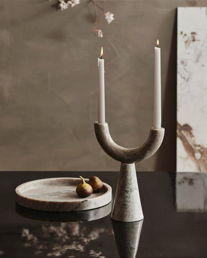 Rif Candlestick em mármore - H26,5 cm - marrom claro