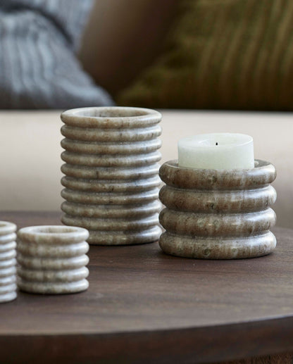 Otok Candlestick em mármore - X -Large - H12 cm - marrom claro