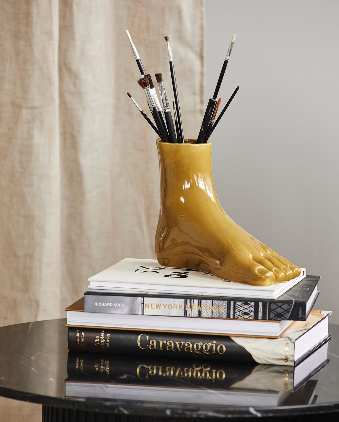 Vaso Aruba em Cerâmica - H19,5 cm - Mustard