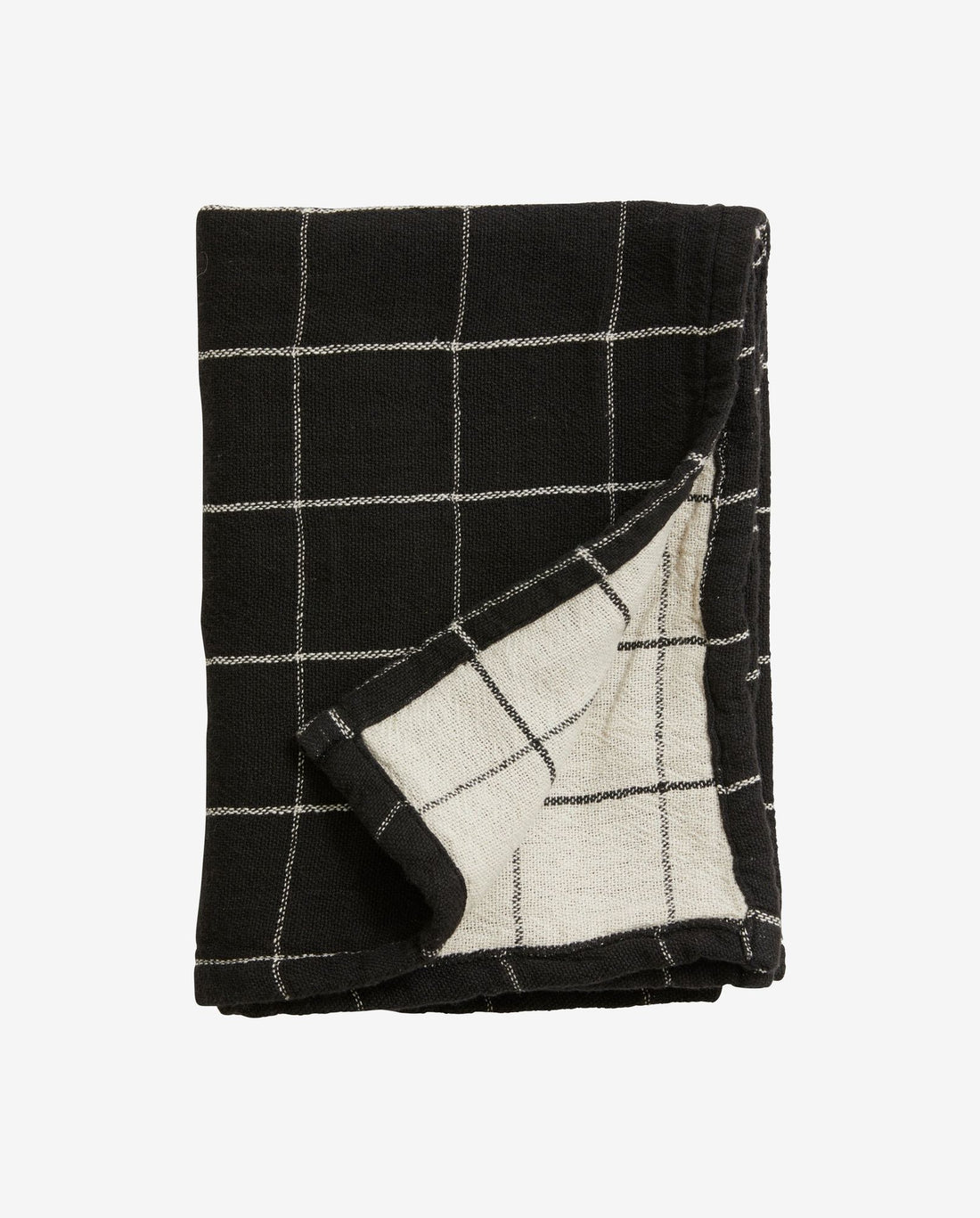Toalha de algodão - preto/branco cru