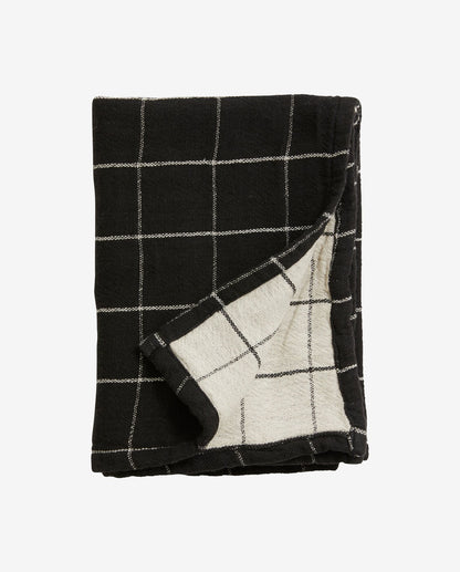 Toalha de algodão - preto/branco cru