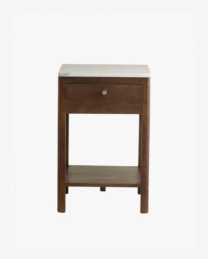Mesa de cabeceira de besouro - mármore marrom/branco