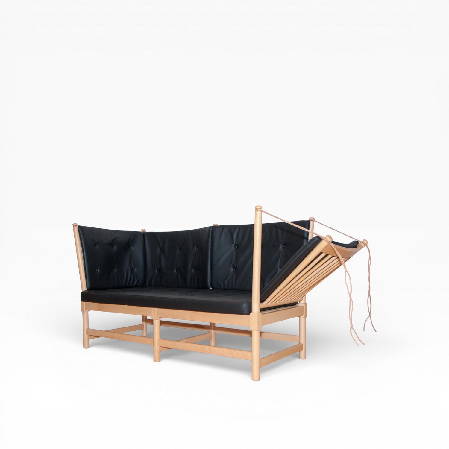 Conjunto de almofadas para Børge Mogensen Tremmesofa 1789 em couro preto