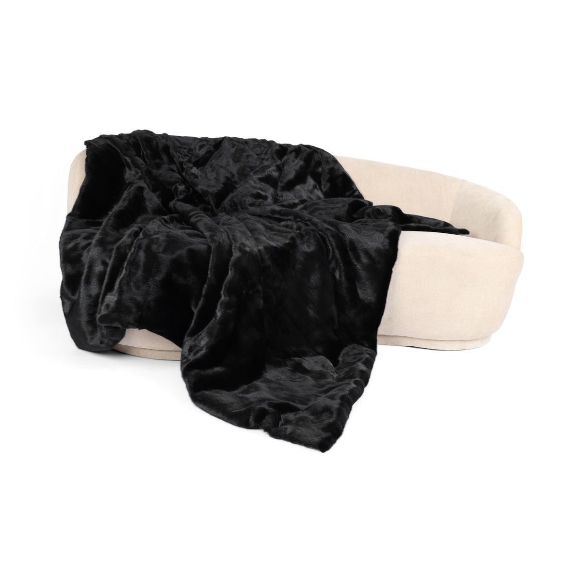 Xadrez de vison | Suporte de caxemira | Preto | 200x200cm