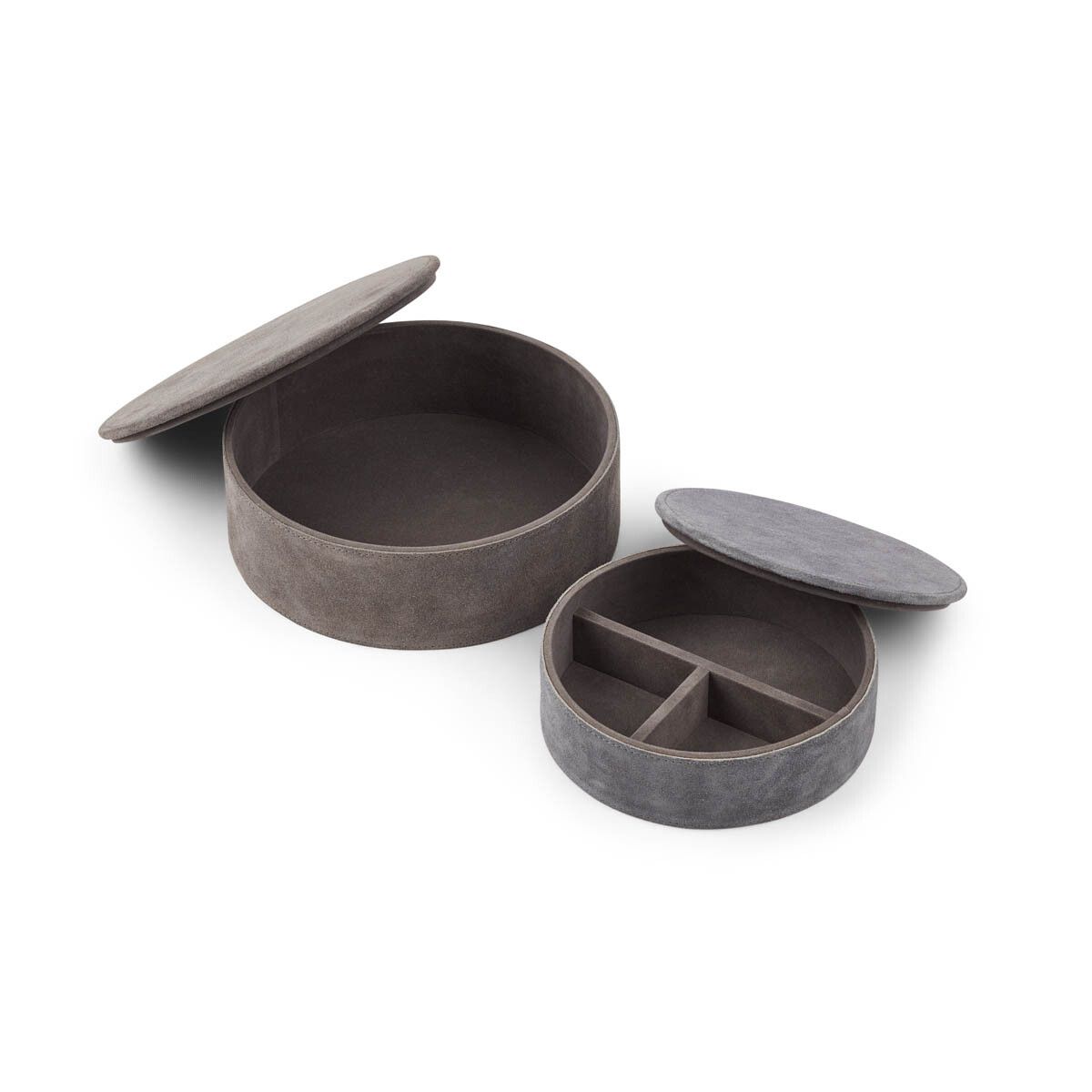 Caixas redondas | 2 pcs. | Couro de bezerro