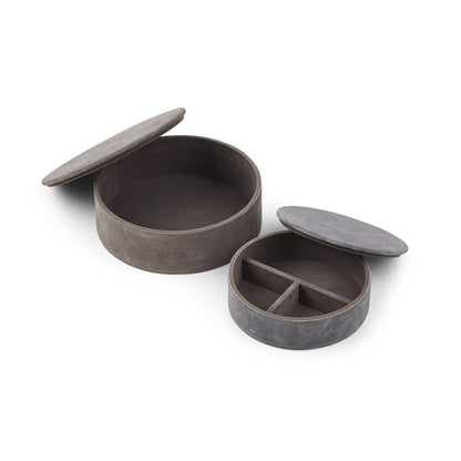Caixas redondas | 2 pcs. | Couro de bezerro