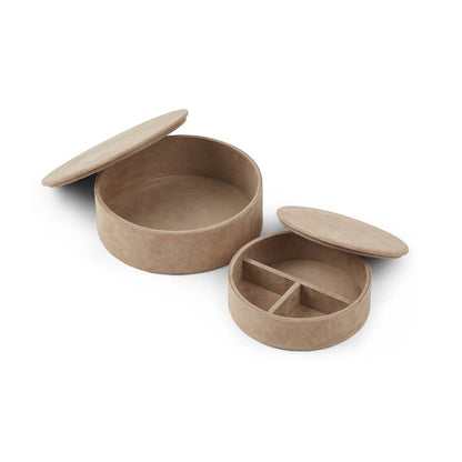 Caixas redondas | 2 pcs. | Couro de bezerro