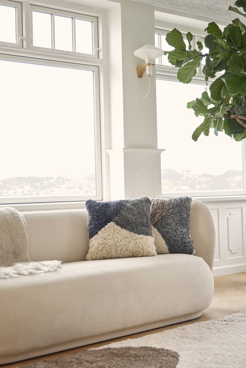 Almofada de pele de cordeiro tricolor | Pêlo curto | Nova Zelândia | Dupla Face | 46x46cm