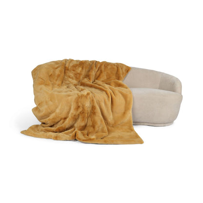 Xadrez de vison | Parte de trás da caxemira | Mostarda | 140x200cm