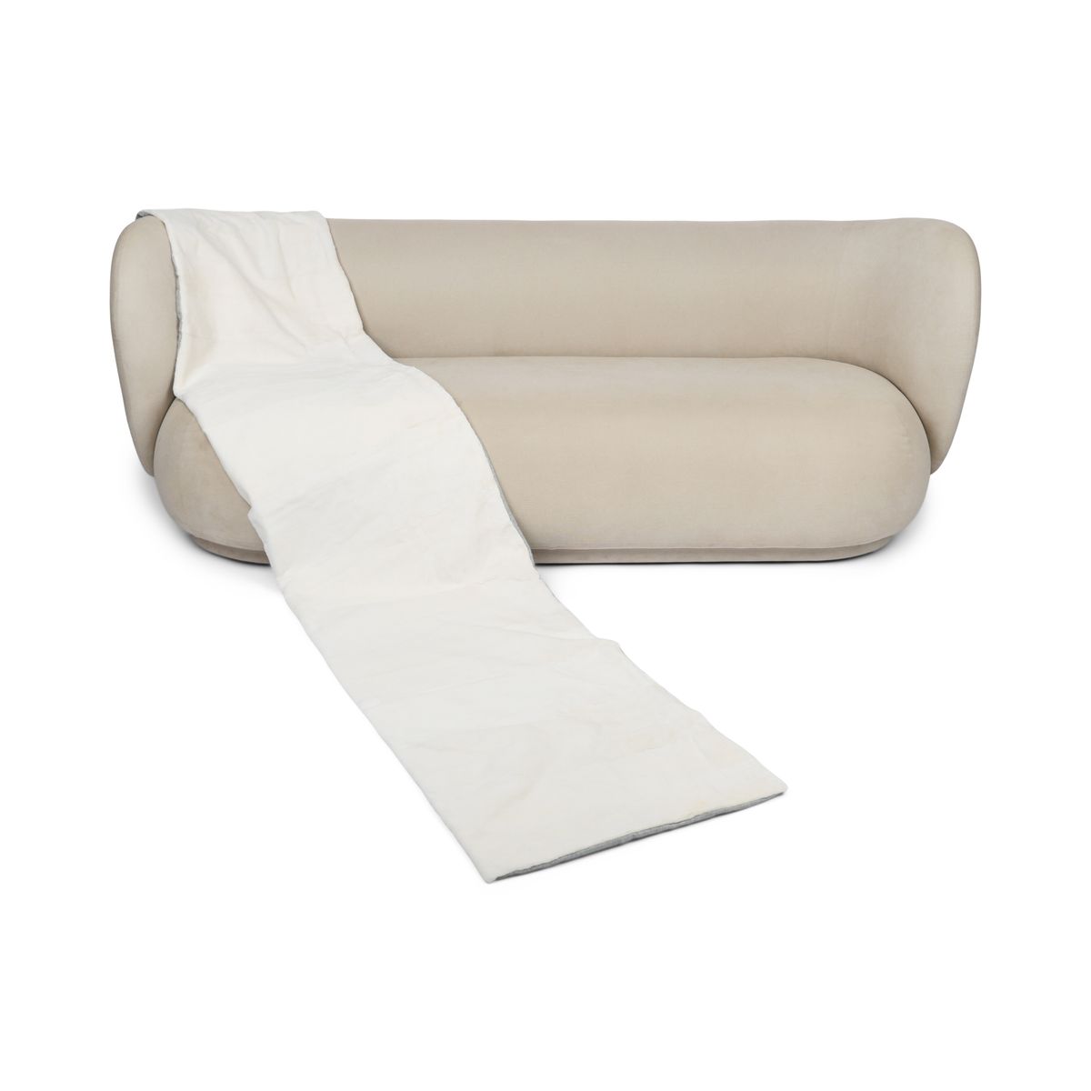 Xadrez de vison | Parte de trás da caxemira | Branco | 52x258cm