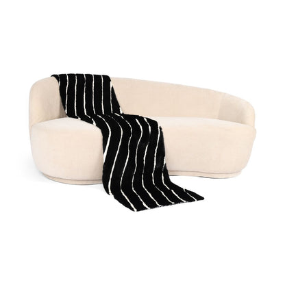 Xadrez de vison | Parte de trás da caxemira | Preto/Branco | 50x220cm