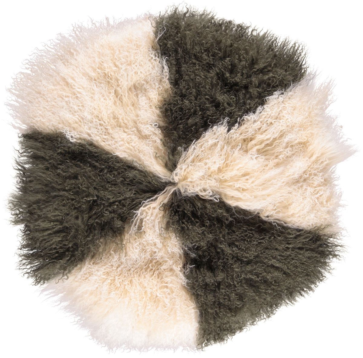 Travesseiro | Pele de cordeiro | Tibete | D45 cm | D62 cm | D38 cm