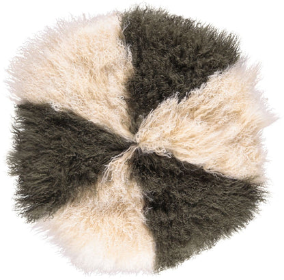Travesseiro | Pele de cordeiro | Tibete | D45 cm | D62 cm | D38 cm
