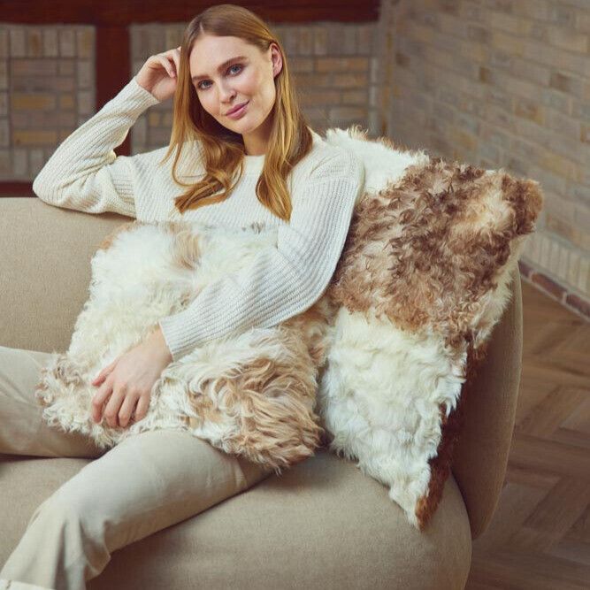 Almofada de pele de cordeiro | Toscana | Dupla face